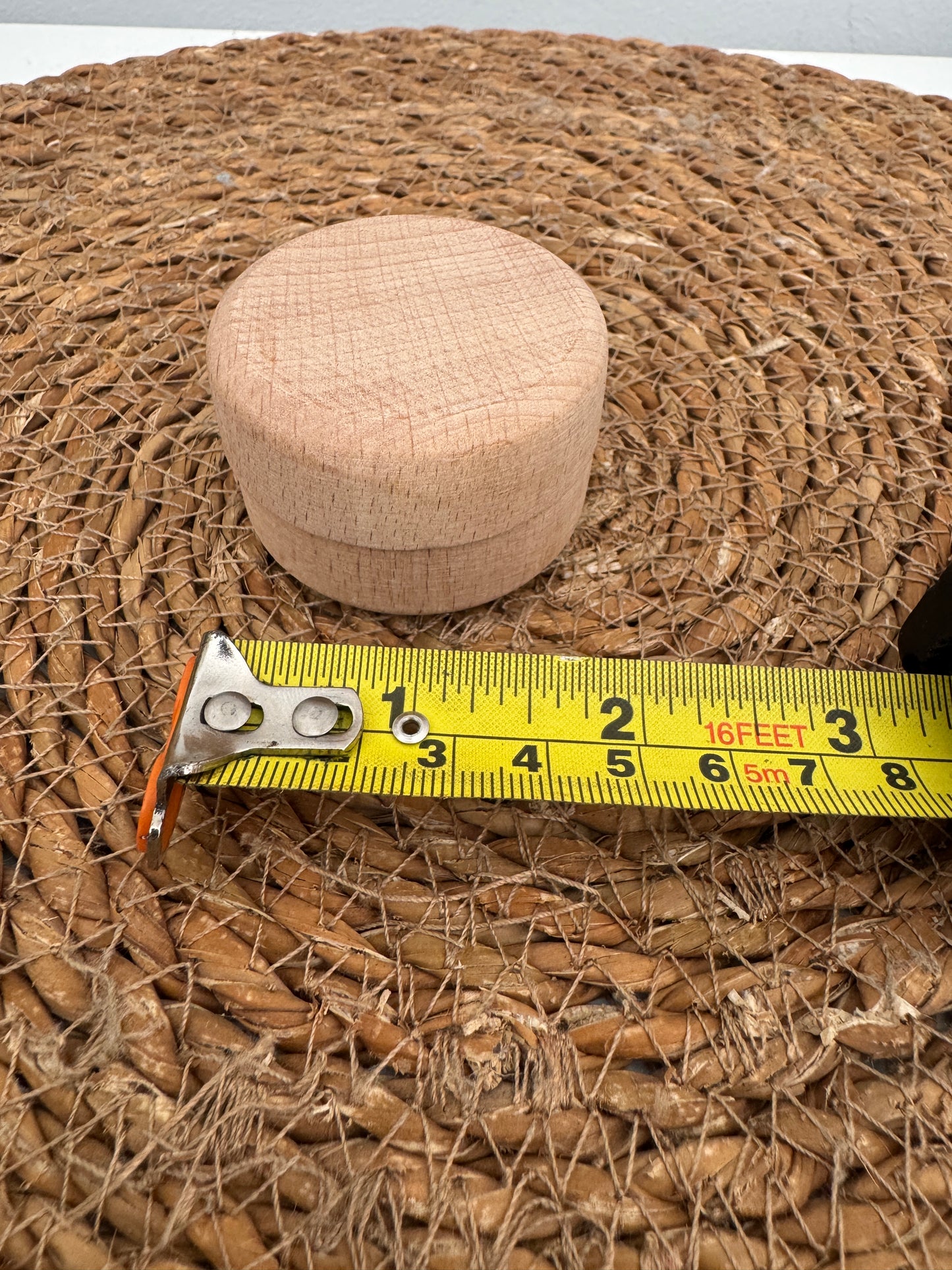 Natural Wooden Round Storage Box with Lid