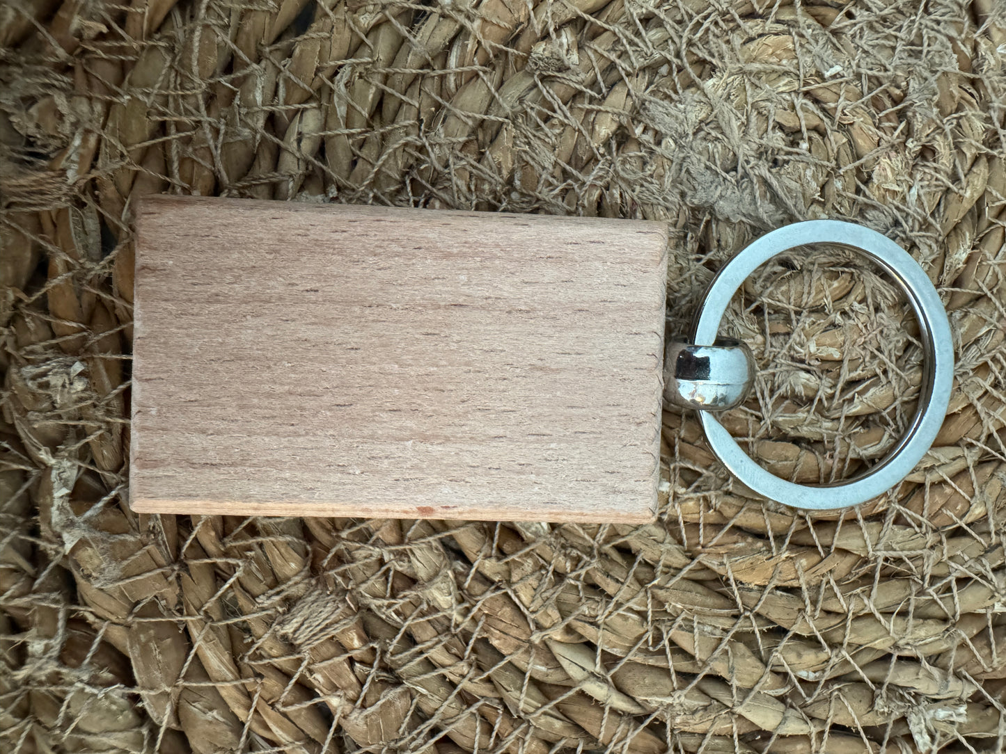 Wooden Rectangle Keyring with Metal Ring – Personalisation Ready