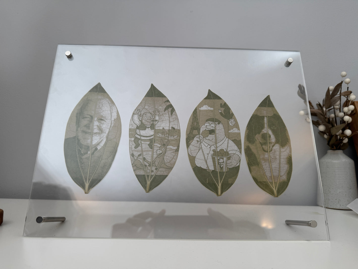 Acrylic Framed Laser Engraved Leaves