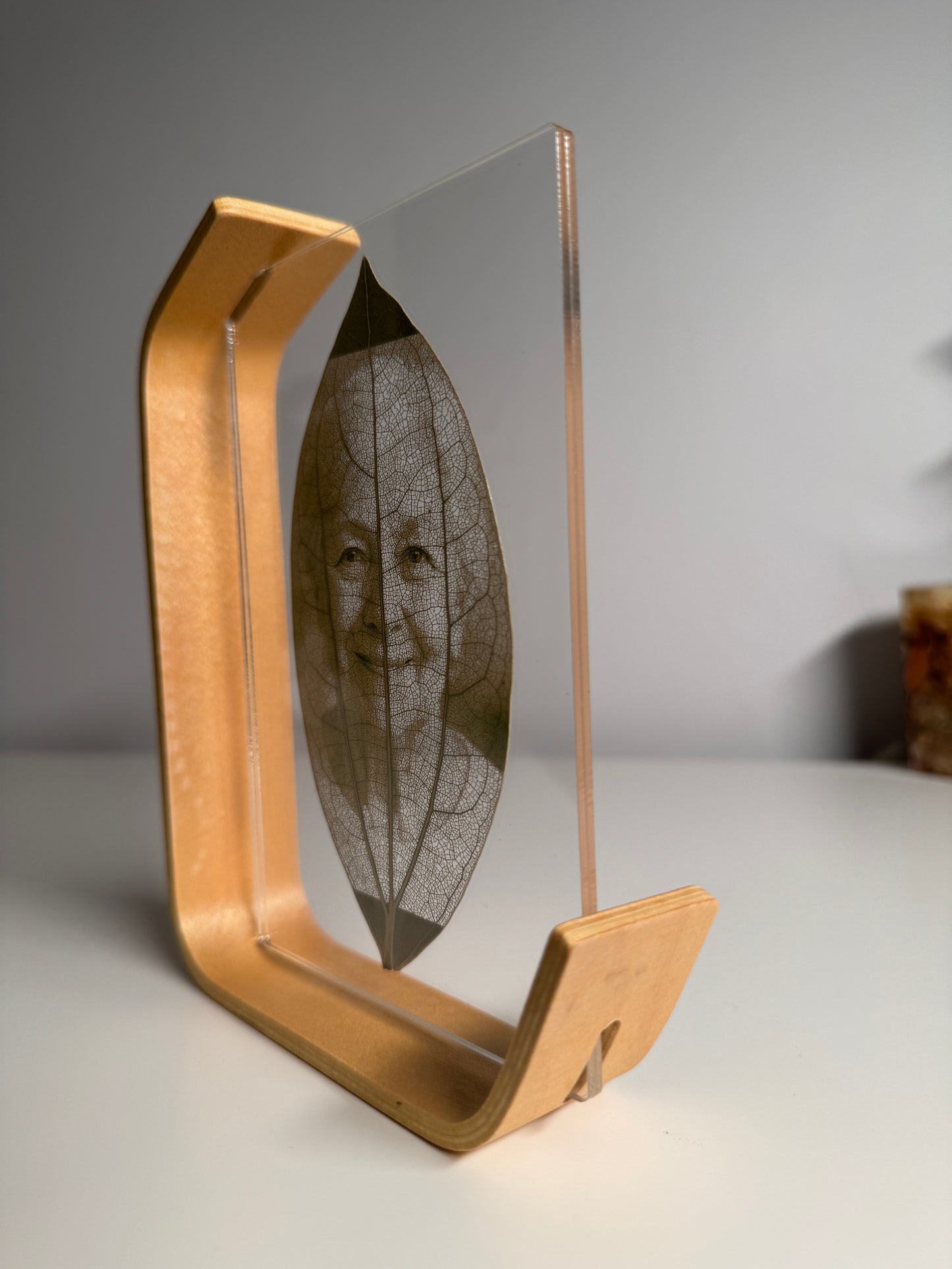 Wooden Framed Laser Engraved Leaf