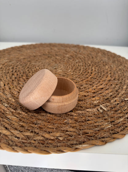 Natural Wooden Round Storage Box with Lid