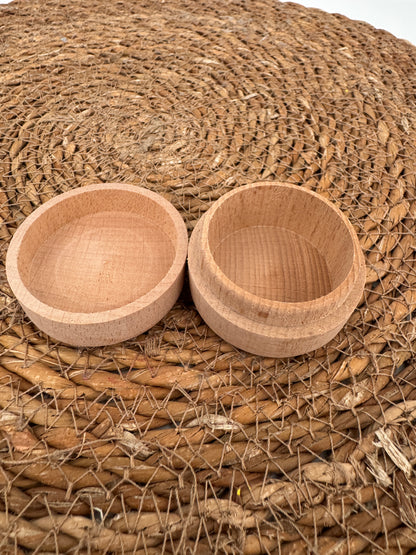 Natural Wooden Round Storage Box with Lid