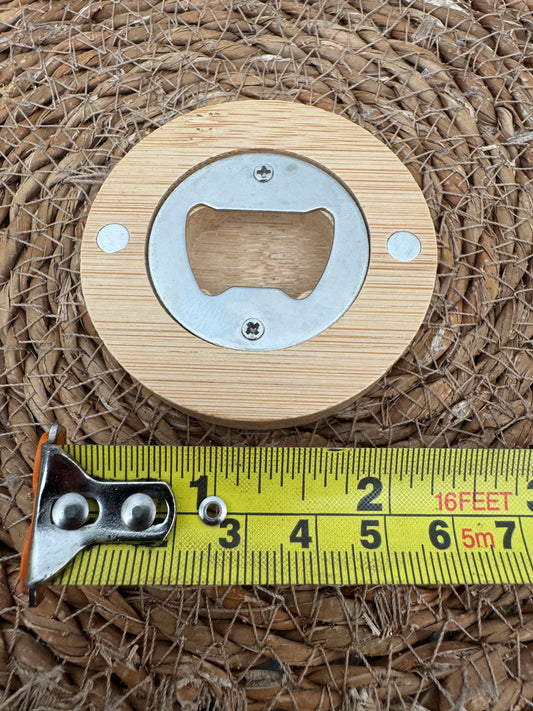 Magnetic Bamboo Bottle Opener – Round Wooden Design