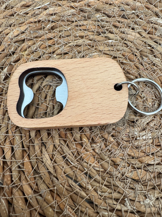 Wooden Bottle Opener Keyring – Compact & Personalisation Ready