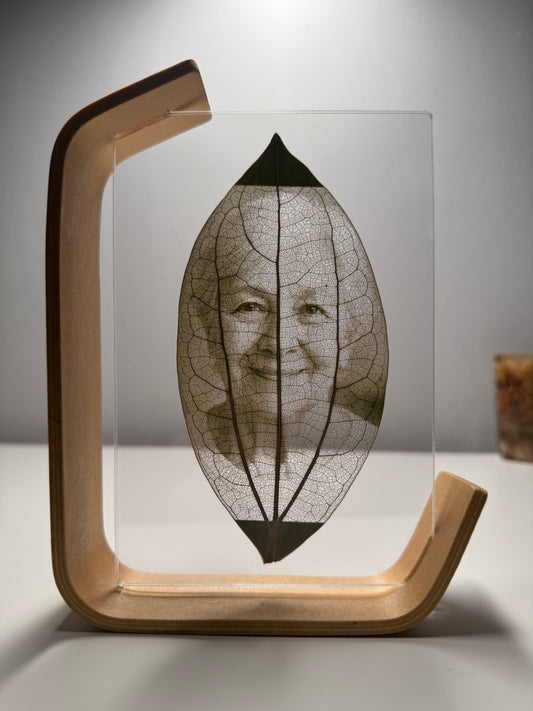 Wooden Framed Laser Engraved Leaf