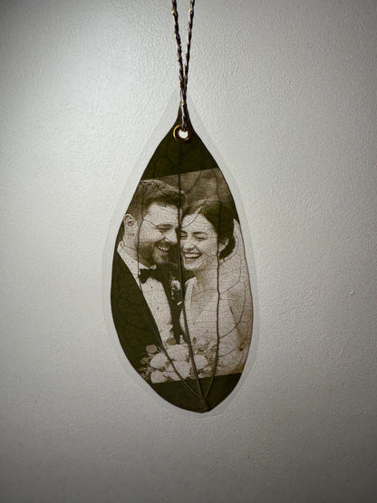 Hanging Laminated Laser-Engraved Leaf Keepsake