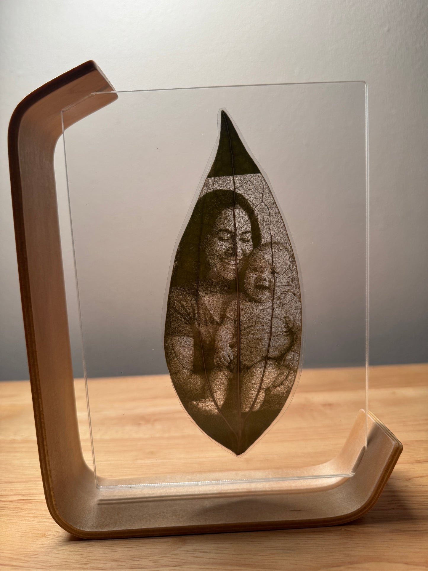 Wooden Framed Laser Engraved Leaf