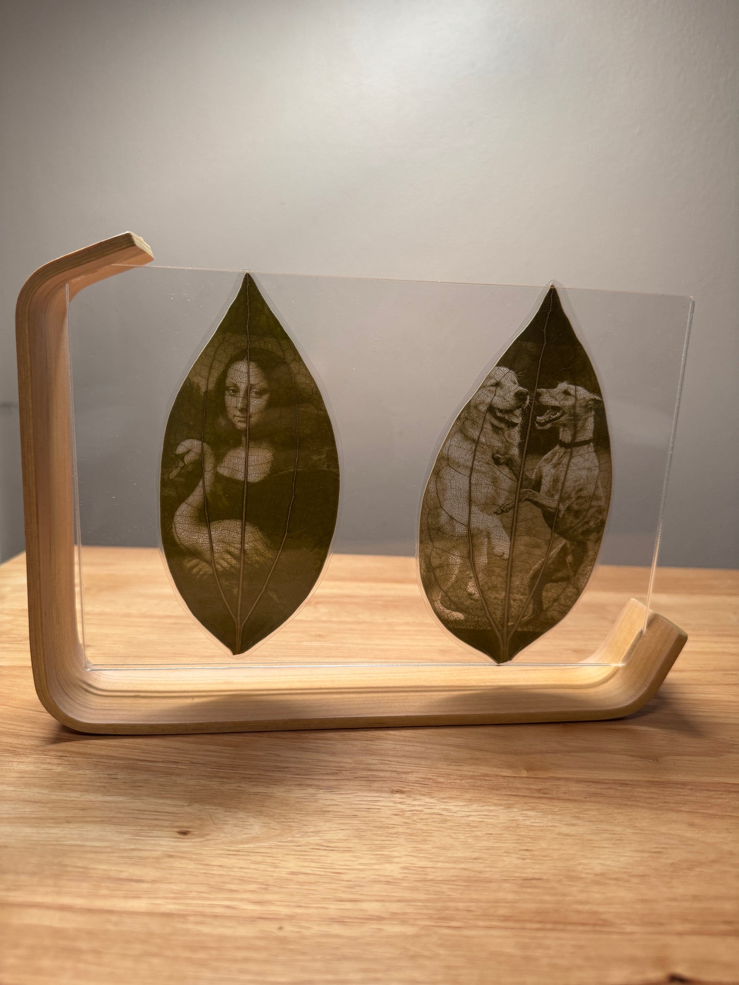Large Wooden Framed Laser Engraved Leaves (8.5 x 5.5)