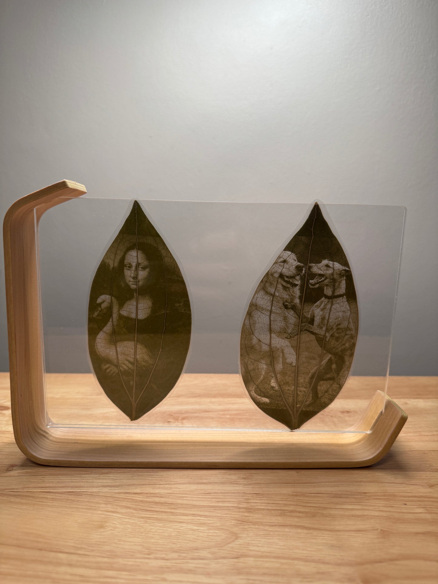 Wooden Framed Laser Engraved Leaf