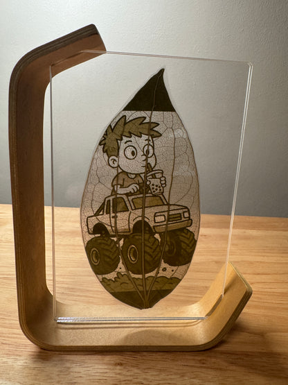 Small Wooden Framed Laser Engraved Leaf (6x4)