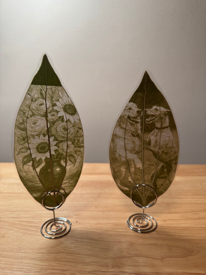 Personalised Laser Engraved Leaf Photo with Metal Stand – Custom Memory Keepsake Gift