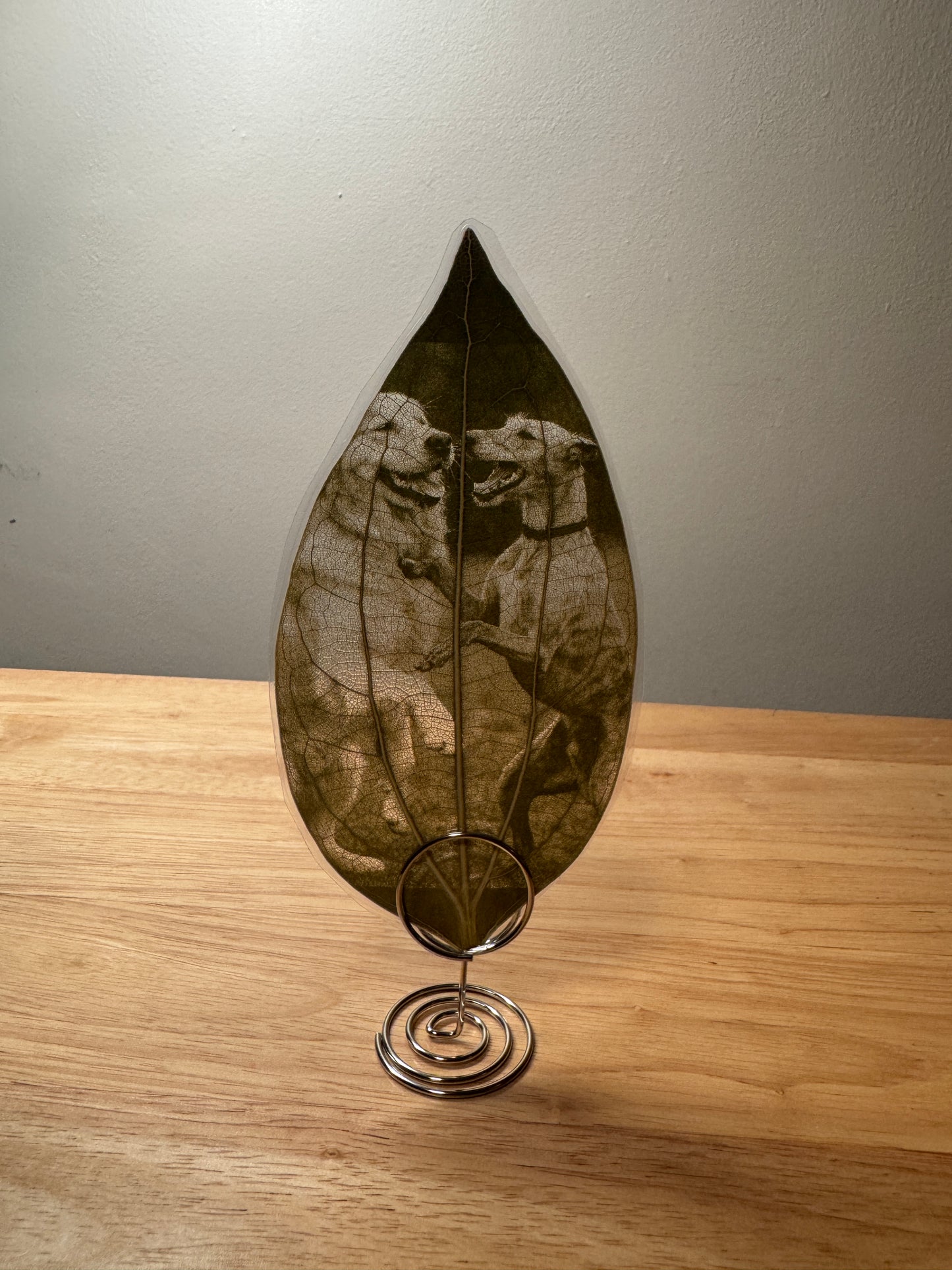 Personalised Laser-Engraved Leaf (Laminated) + Stand