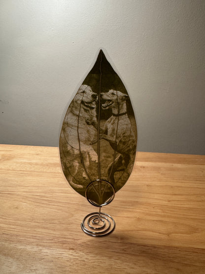 Personalised Laser-Engraved Leaf (Laminated) + Stand