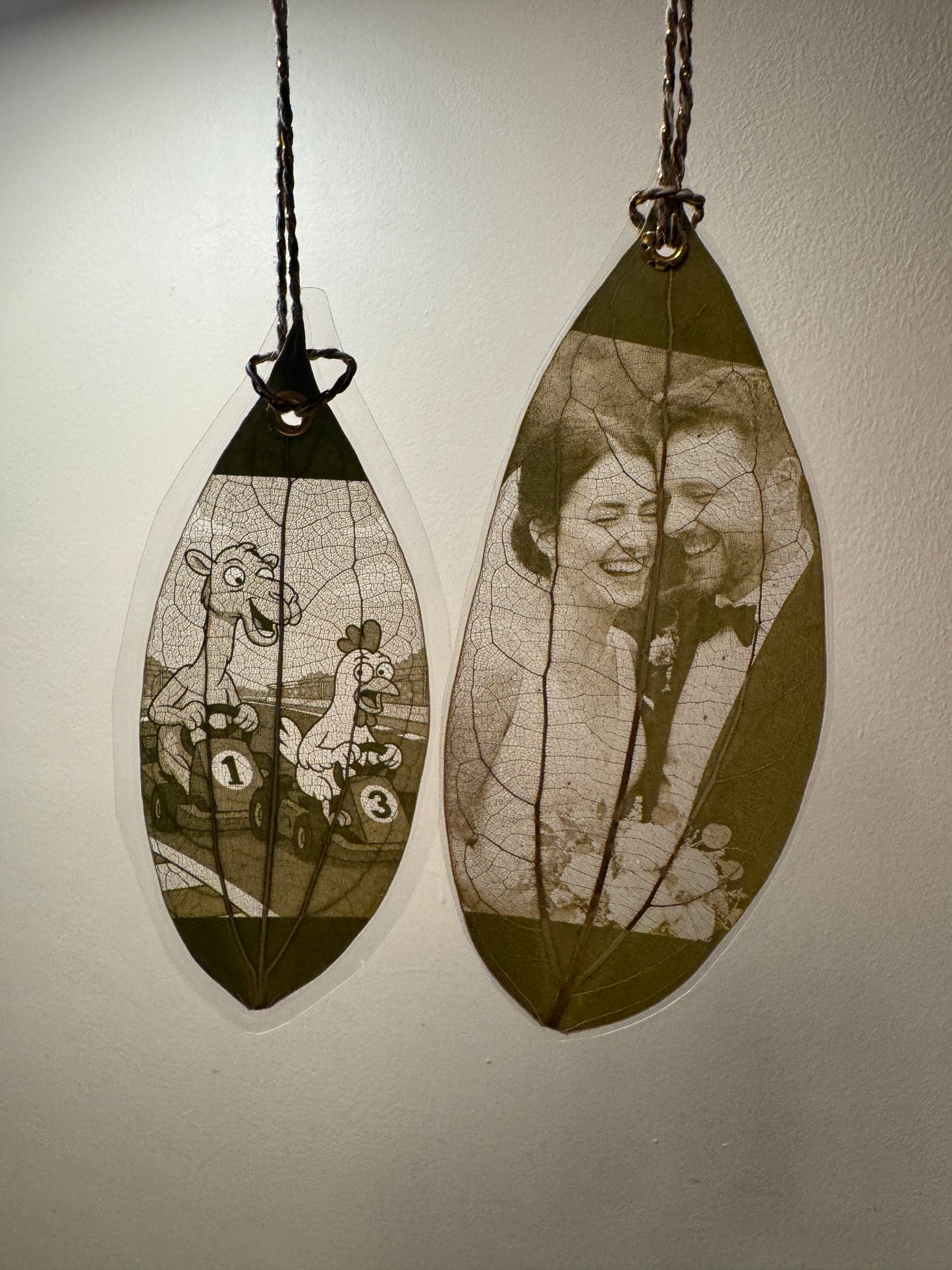 Hanging Laminated Laser-Engraved Leaf Keepsake