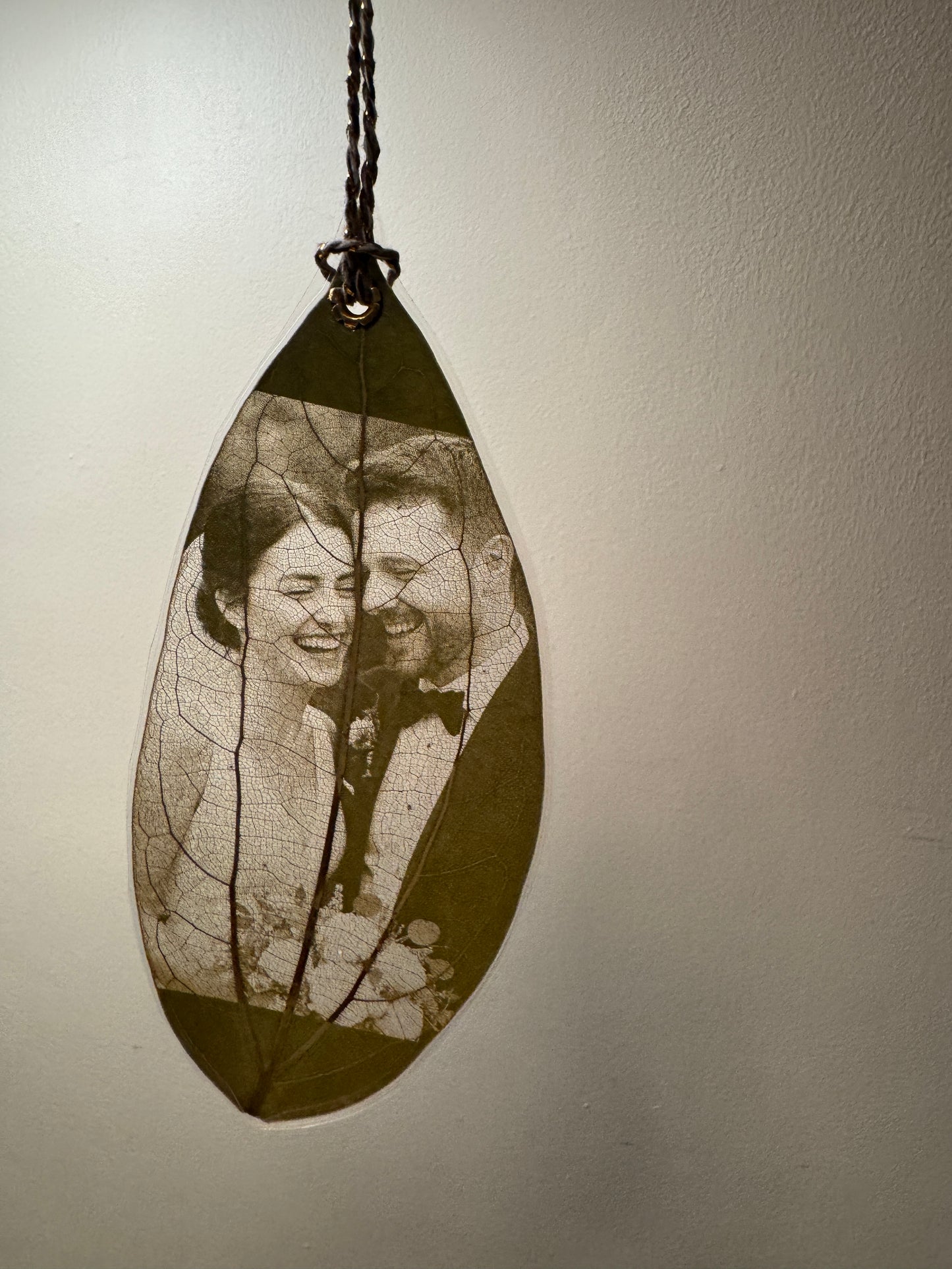 Hanging Laminated Laser-Engraved Leaf Keepsake