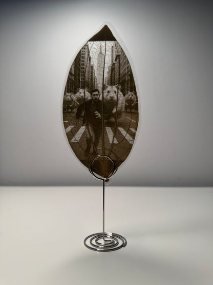 Personalised Laser-Engraved Leaf (Laminated) + Stand