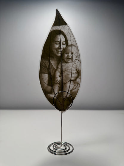 Personalised Laser-Engraved Leaf (Laminated) + Stand