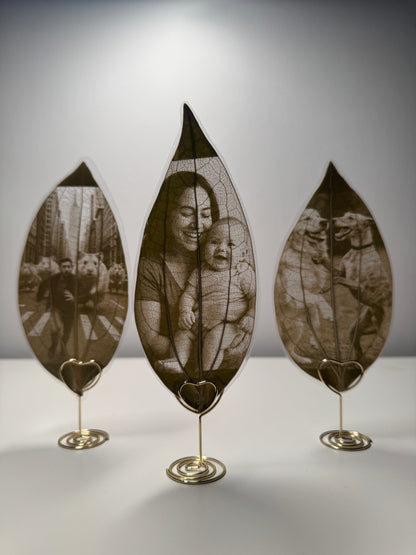Personalised Laser-Engraved Leaf (Laminated) + Stand