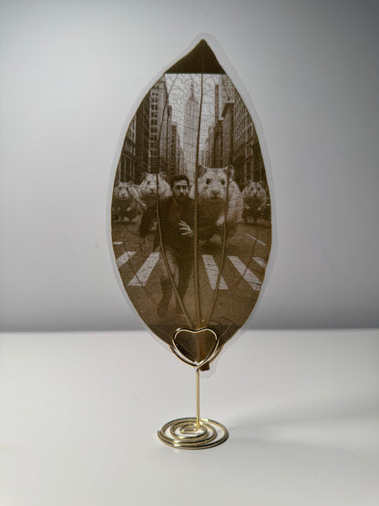 Personalised Laser-Engraved Leaf (Laminated) + Stand