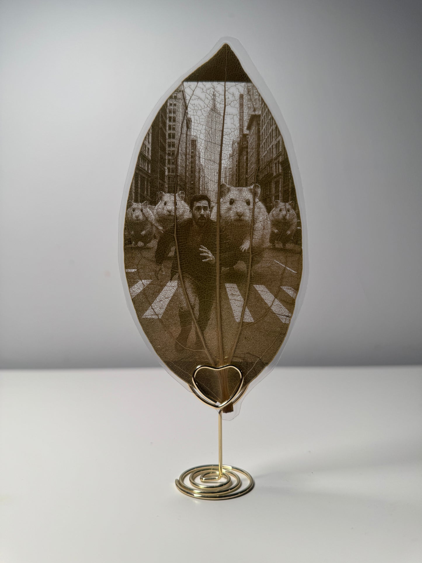 Personalised Laser-Engraved Leaf (Laminated) + Stand