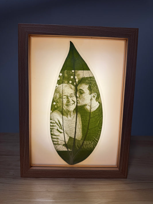 8-Inch Light-Up Display Frame & 1 Laser Engraved & Laminated Leaf
