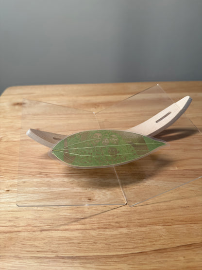 Personalised Laser-Engraved Leaf With Wooden Rocker Stand
