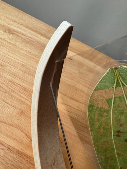 Personalised Laser-Engraved Leaf With Wooden Rocker Stand