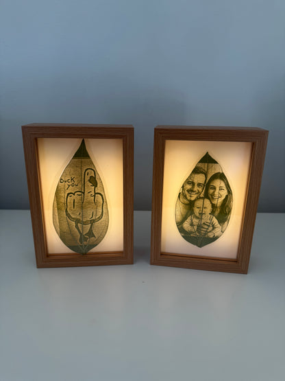 8-Inch Light-Up Display Frame & 1 Laser Engraved & Laminated Leaf