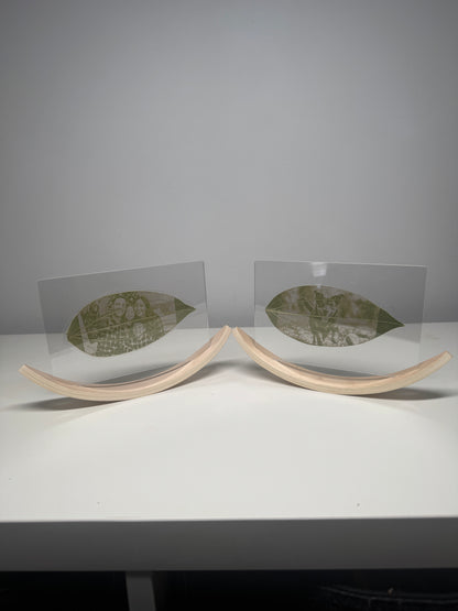 Personalised Laser-Engraved Leaf With Wooden Rocker Stand