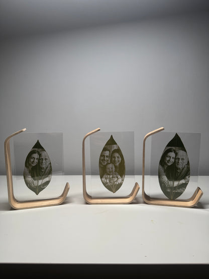 Medium Wooden Framed Laser Engraved Leaf (7x5)