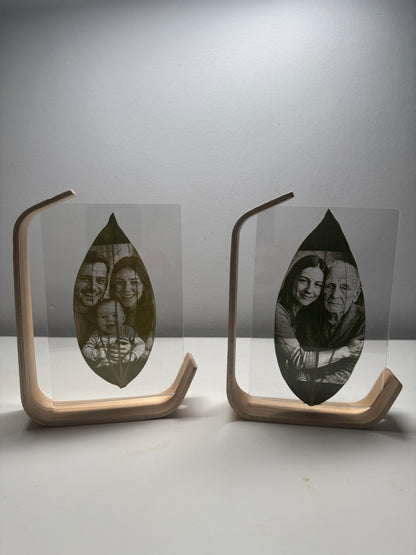 Medium Wooden Framed Laser Engraved Leaf (7x5)