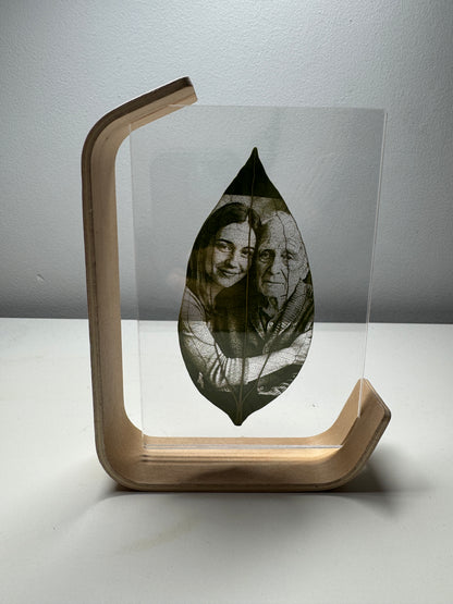 Medium Wooden Framed Laser Engraved Leaf (7x5)