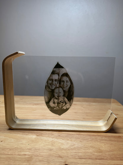 Large Wooden Framed Laser Engraved Leaves (8.5 x 5.5)