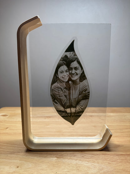 Large Wooden Framed Laser Engraved Leaves (8.5 x 5.5)