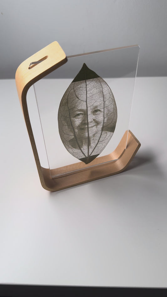 Wooden Framed Laser Engraved Leaf