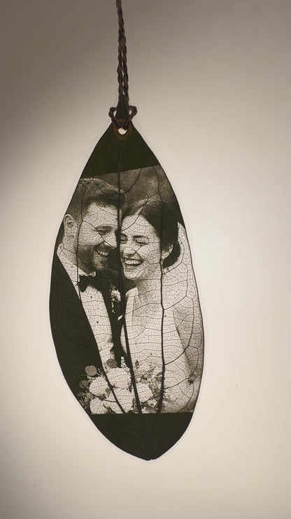 Hanging Laminated Laser-Engraved Leaf Keepsake
