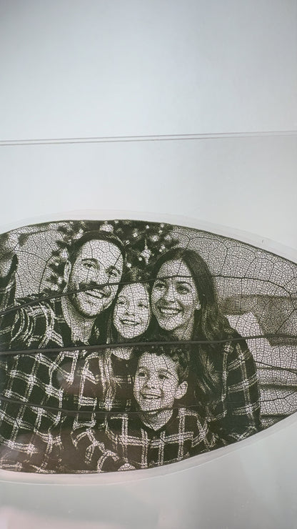 Personalised Laser-Engraved Leaf With Wooden Rocker Stand