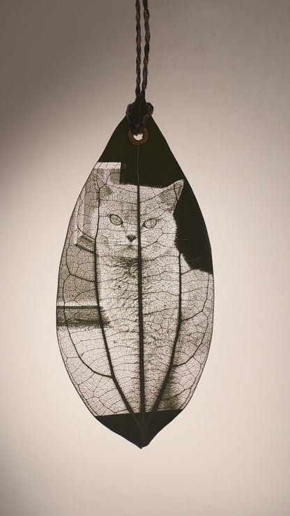 Hanging Laminated Laser-Engraved Leaf Keepsake